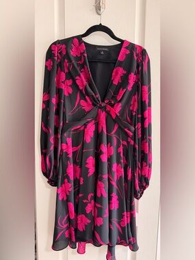 Banana Republic Black Dress with Hot Pink Floral Print